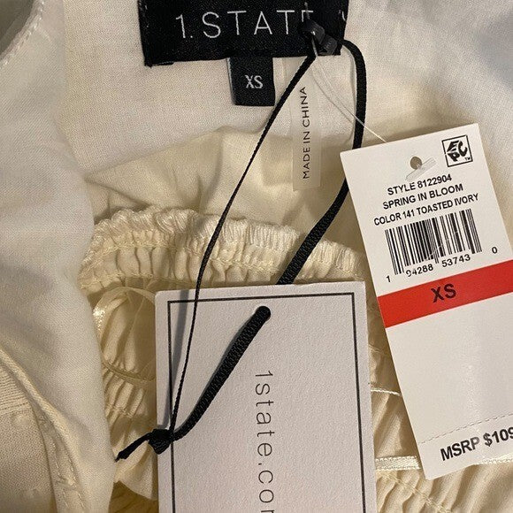 1. STATE | NWT Swiss Dot Midi Dress in Toasted Ivory Size XS