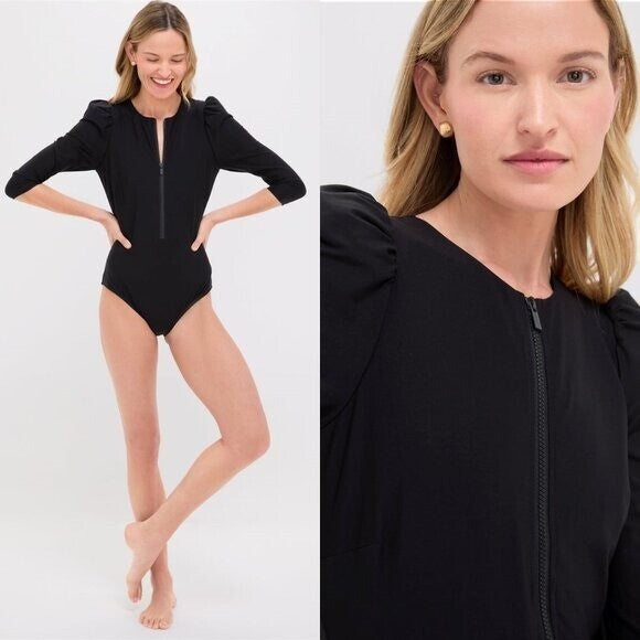 Stylest NEW Black Caviar Sculpting Puff Sleeve One Piece Swimsuit Size S