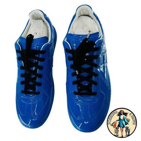Maison Margiela Replica Patent Leather Low Top Sneaker Dazzling Blue Size 40 NIB