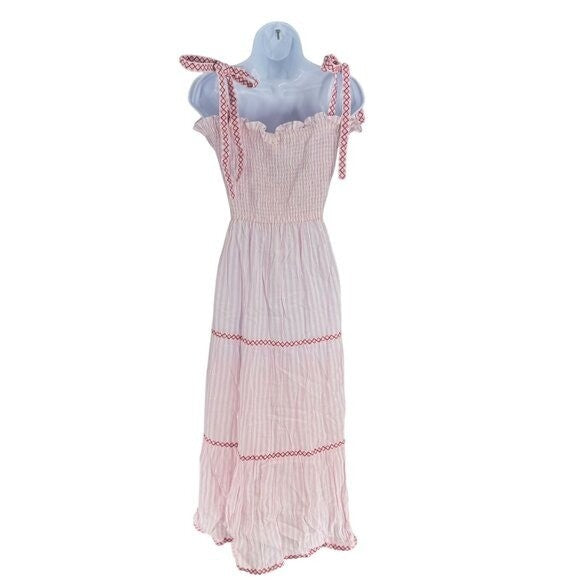 Pink City Prints NEW Candyfloss Stripe Jessica Smocked Bow Tie Maxi Dress XL