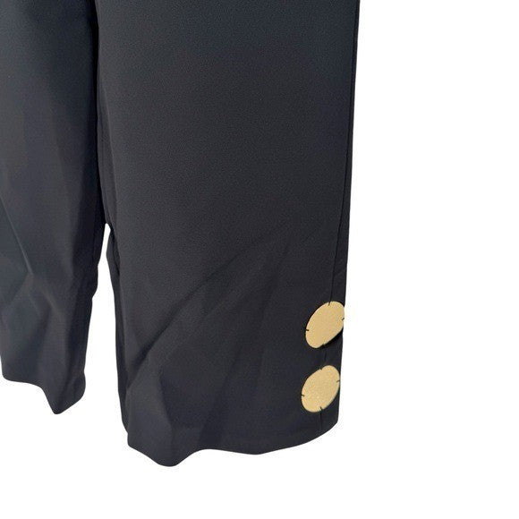 Alexis NEW Black High Waist Wide Leg Crop Gold Embellished Trouser Pant Size S