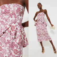 Hyacinth House NEW Rosewood Floral Roxanne Strapless Formal Midi Dress Size XL