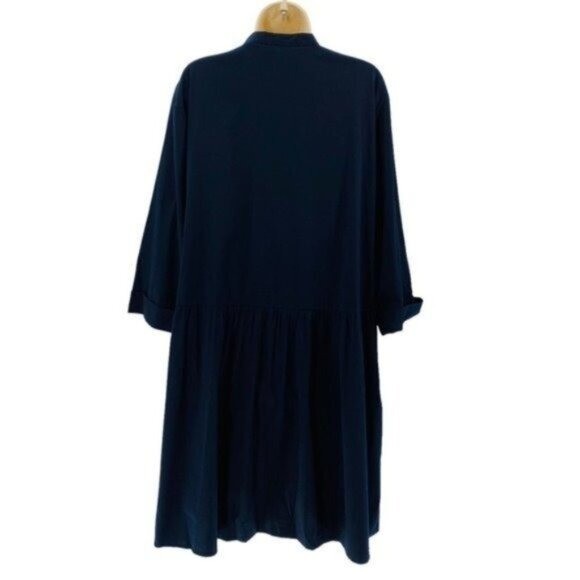 Tuckernuck NEW Navy Blue Royal Shirt Crepe Relaxed Fit Classic Mini Dress Size M
