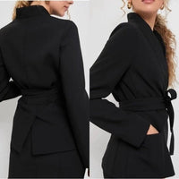 Tuckernuck NEW Black Gracie Wrap Crepe Classic Blazer Size M
