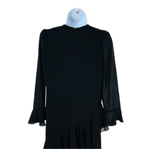 Tuckernuck NEW Black Sasha Long Sleeve Formal Ruffle Party Midi Dress Size S