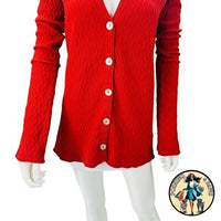 Aisling Camps | NEW River Wool Blend Long Sleeve V-Neck Cardigan in Rust Size M