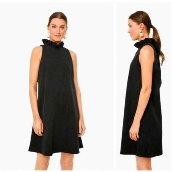 Tuckernuck NEW Black Blythe Ruffle Preppy Relaxed Fit Mini Dress Size XS
