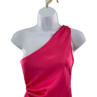 Baobab NEW Celia Satin One Shoulder Barbiecore Mini Dress in Frambuesa Size XS
