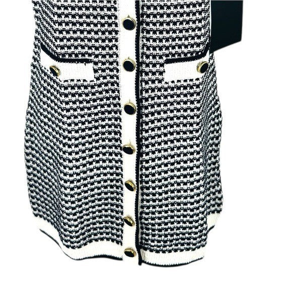 Pomander Place NEW Navy Stripe Bardot Sleeveless Knit Classic Mini Dress Size M