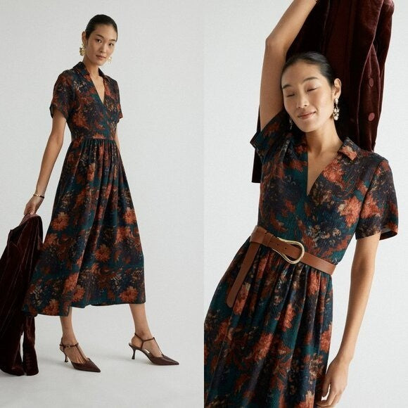 Tuckernuck NEW Persimmon Floral Jacquard Adelaide Formal Midi Dress Size XXL