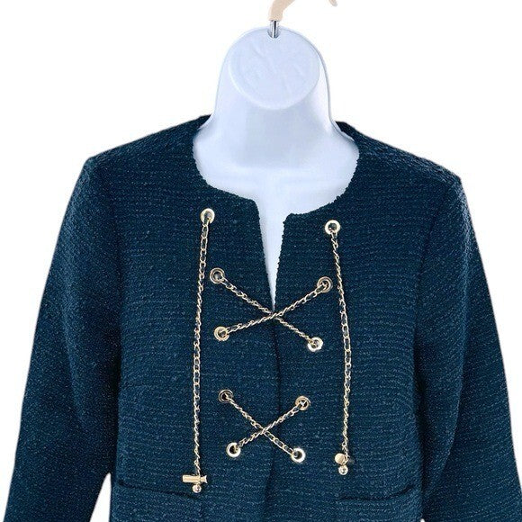 Tuckernuck | NEW Navy Tie Tweed Kelly Notched Neckline Mini Dress Size XS