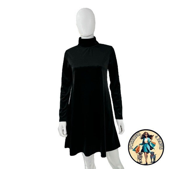 Pomander Place NEW Black Velvet Long Sleeve Mottershead Mini Dress Size XS