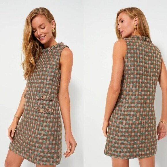Tuckernuck NEW Neapolitan Tweed Sleeveless Retro Mod Jackie Mini Dress Size L