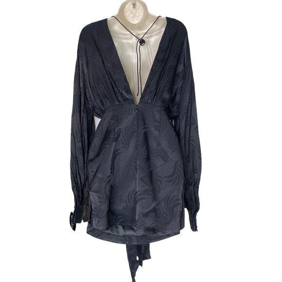 Significant Other | NEW Lila Satin Tie Front Mini Dress in Black Size 2