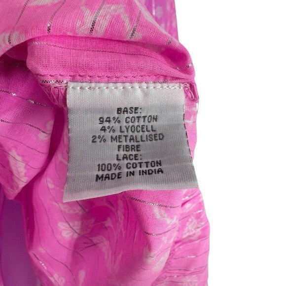 Juliet Dunn NEW Exclusive Orchid Small Flower Lurex Flared Sleeve Dress Size XS