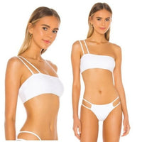 superdown | NEW Monica One Shoulder Bandeau Bikini Top in White Size S