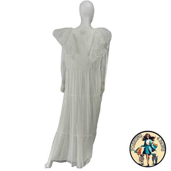 Tuckernuck | NEW White Onyx Tulle Giselle Formal Embroidered Maxi Gown Size XXL