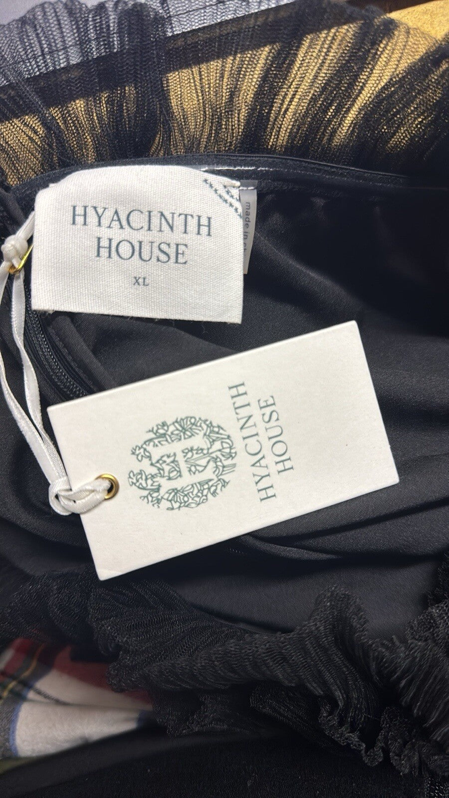 Hyacinth House NEW Black Willa Tulle Strapless Babydoll Blouse Top Size XL