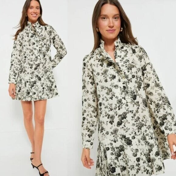 Tuckernuck NEW Faded Roses Long Sleeve Drop Waist Tate Mini Dress Size XXL