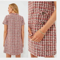 Tuckernuck | NEW Magnolia Tweed Short Sleeve Crew Neck Jackie Mini Dress Size M