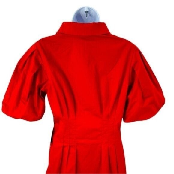 Tuckernuck NEW Red Mini Delaney Puff Sleeve Collared Classic Mini Dress Size L