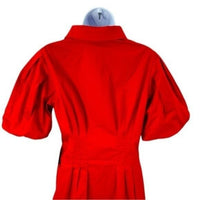 Tuckernuck NEW Red Mini Delaney Puff Sleeve Collared Classic Mini Dress Size L