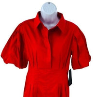 Tuckernuck NEW Red Mini Delaney Puff Sleeve Collared Classic Mini Dress Size L