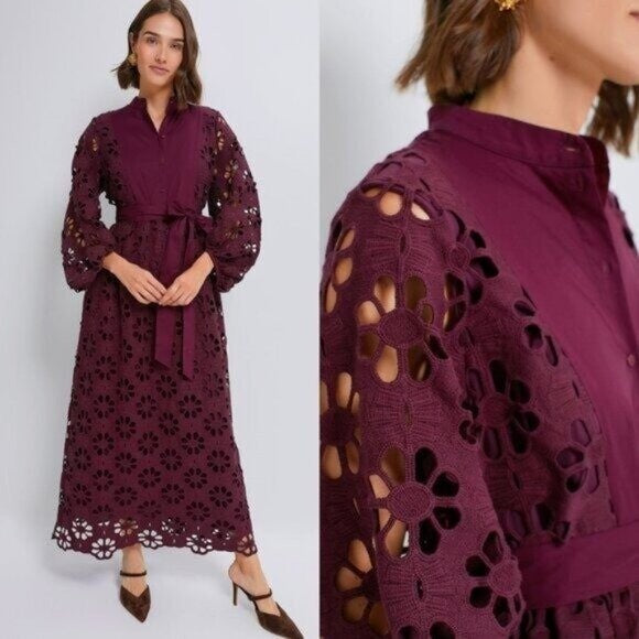 Tuckernuck NEW Merlot Lace Calliope Long Sleeve Chic Maxi Dress Size XL