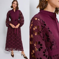 Tuckernuck NEW Merlot Lace Calliope Long Sleeve Chic Maxi Dress Size XL