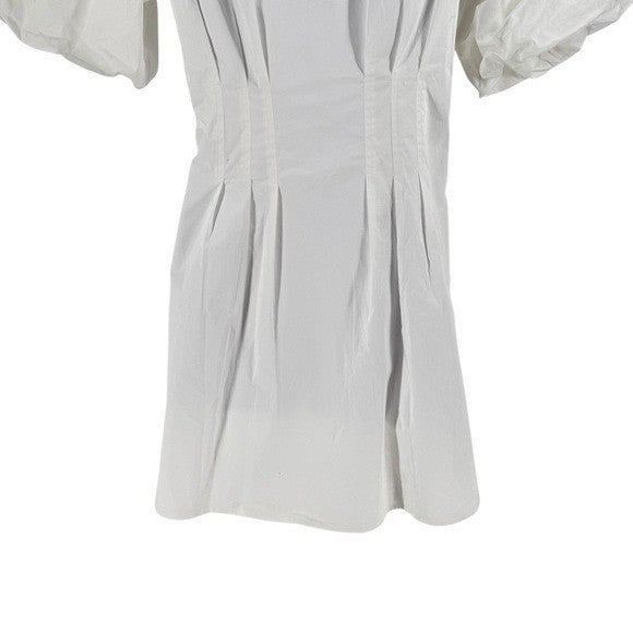 Tuckernuck NEW White Mini Delaney Puff Sleeve Cotton Classic Dress Size S