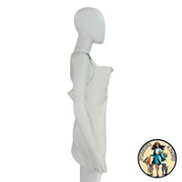 EB Denim Cowl Buckle Logo Bodycon Jersey Mini Dress in White Size M