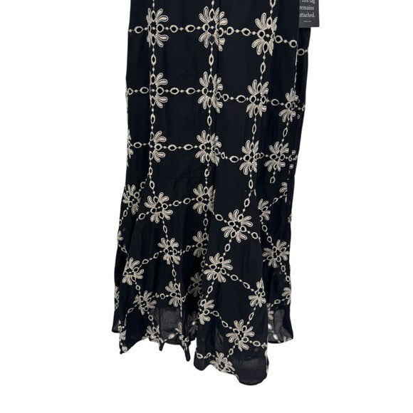 Tuckernuck NEW Black Eyelet Lewis Puff Sleeve Embroidered Maxi Dress Size S