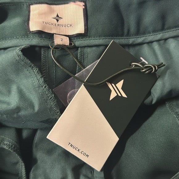 Tuckernuck NEW Green Pleated Duncan High Rise Straight Leg Trouser Pant Size 2