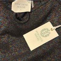 Hyacinth House NEW Black Metallic Long Sleeve Selena Knit Mini Dress Size L