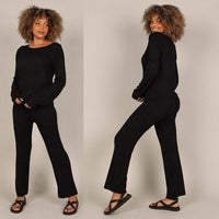 SNDYS NEW Majid Loungewear Black Two Piece Matching Set Sweater Trousers Size S