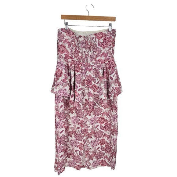 Hyacinth House NEW Rosewood Floral Roxanne Strapless Formal Midi Dress Size XL