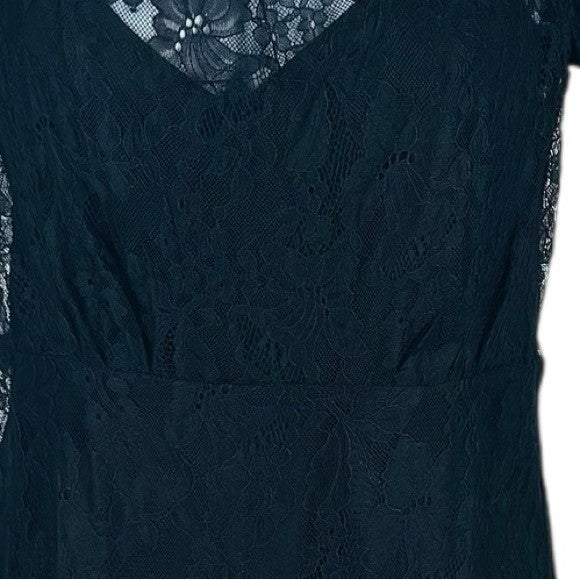 Rhode NEW Arabella Lace Black Short Sleeve Semi Sheer Formal Midi Dress Size 0