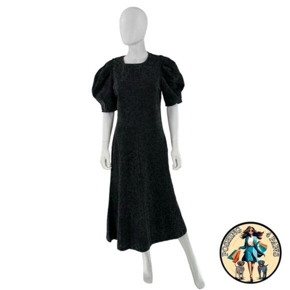 En Saison NEW Charcoal Gray Harlow Denim Animal Print Midi Dress Size XS