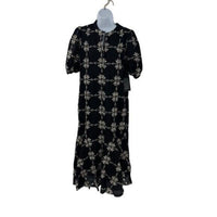 Tuckernuck NEW Black Eyelet Lewis Puff Sleeve Embroidered Maxi Dress Size M