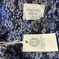Hyacinth House NEW Blue Jacquard Priscilla Floral Puff Sleeve Blouse Size XXL