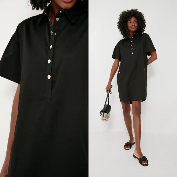Pomander Place NEW Black Oakley Short Sleeve Relaxed Fit Mini Dress Size XS