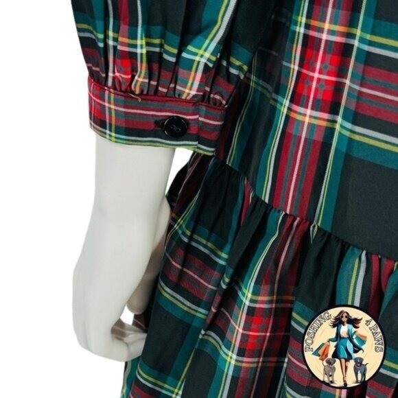 Tuckernuck Palmerston Tartan Plaid Drop Waist Long Sleeve Mini Dress Size XL