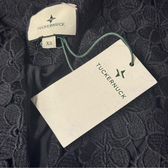 Tuckernuck | NEW Jamie V-Neck Lace Midi Dress in Black Size XS