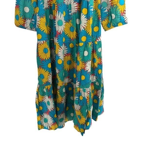 Tuckernuck NEW Salty Paloma Blue Daisy Retro Long Sleeve Caftan Size M