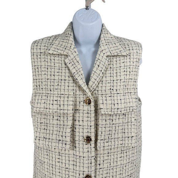 Anine Bing NEW Aiden Ivory Tweed Sleeveless Retro Classic Mini Dress Size XS