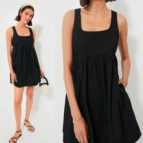 Pomander Place | NEW Black Porto Square Neckline Sleeveless Mini Dress Size M