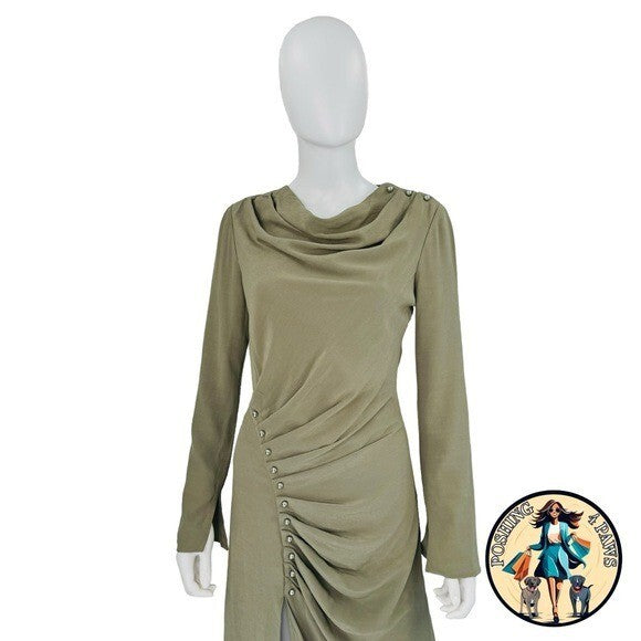 Jonathan Simkhai Bryanna Green Military Long Sleeve Formal Midi Dress Size 4