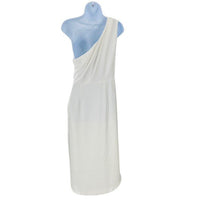 ELLIATT NEW Cassini Satin Formal One Shoulder Midi Dress in Ivory Size L