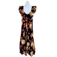 The Great NEW Cabbage Rose Print The Geranium Dress Black Floral Maxi Dress S