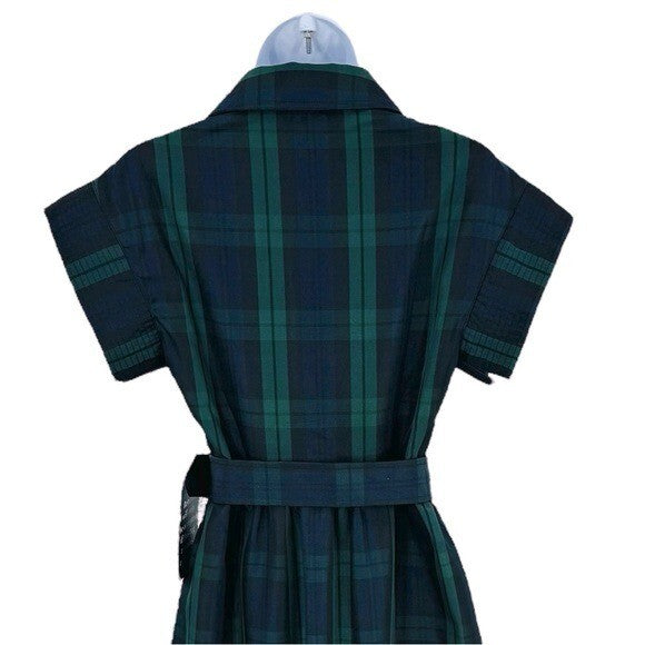 Tuckernuck NEW Blackwatch Chloe Plaid Navy Green Classic Midi Dress Size S